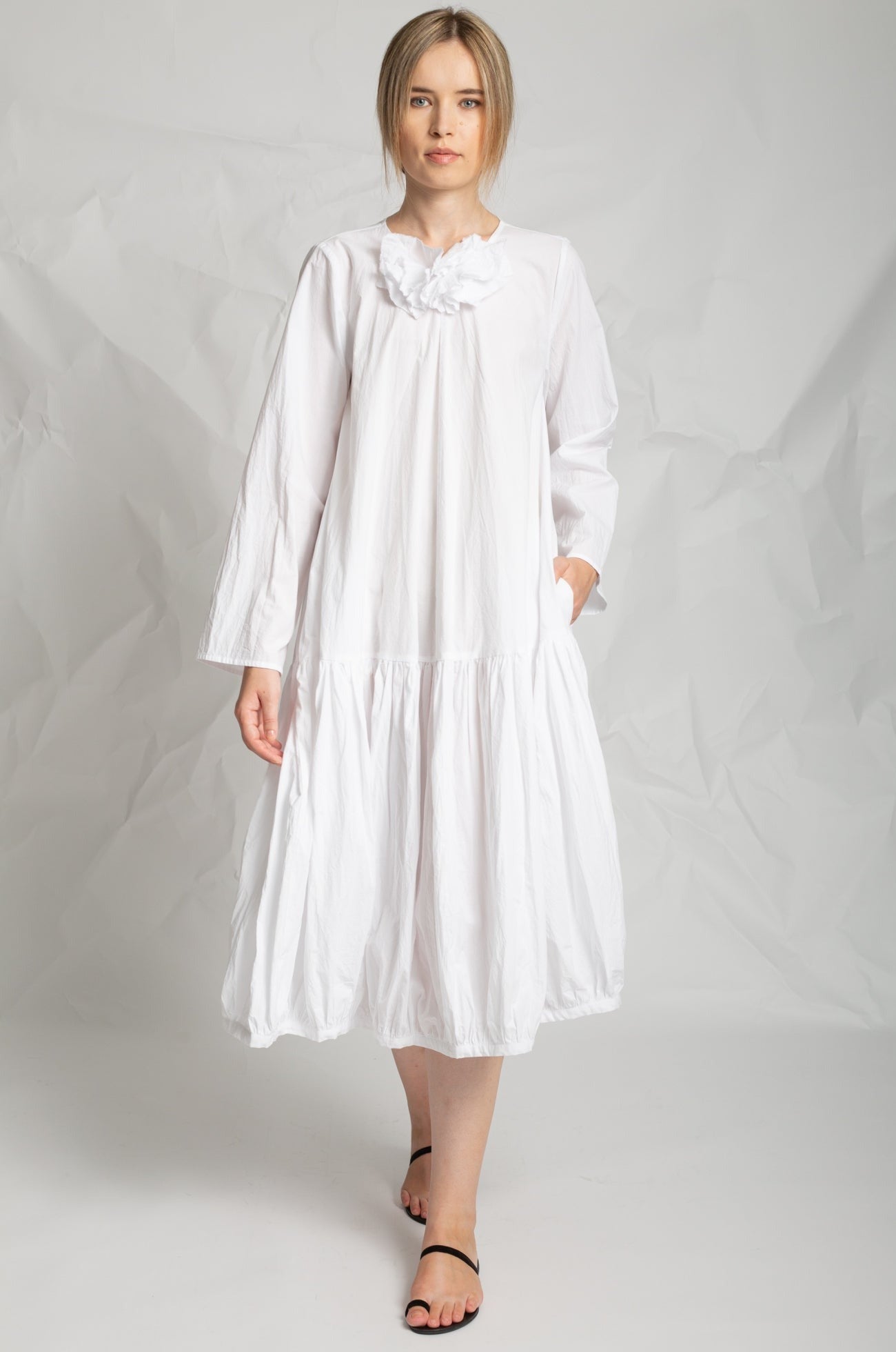 Robe midi à manches longues en coton R865