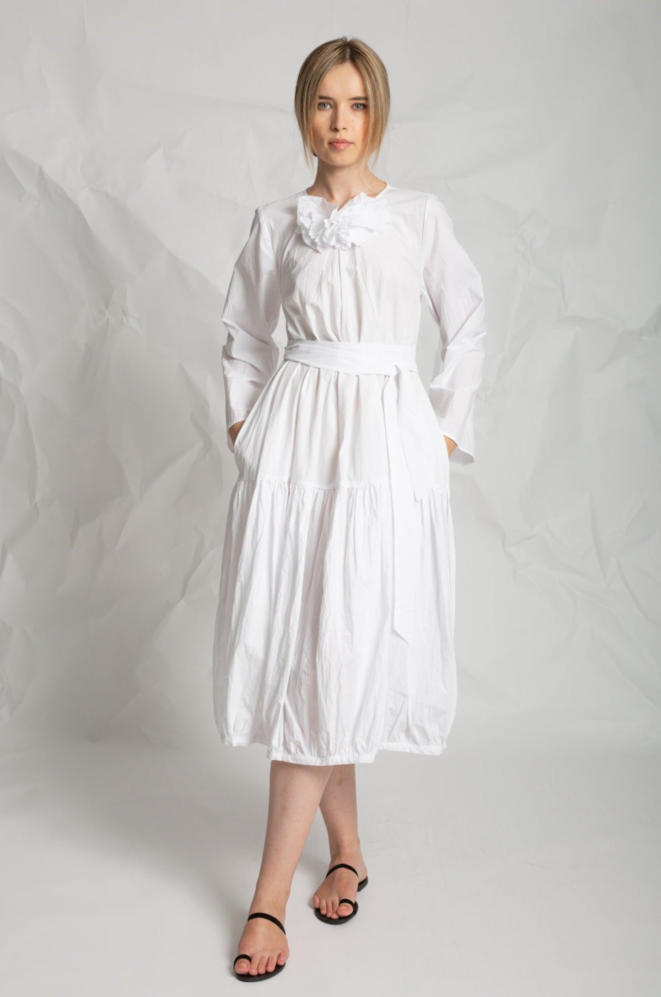 Robe midi à manches longues en coton R865