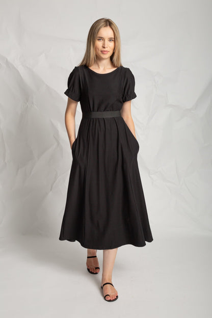 Short sleeved midi dress in stretch cotton jersey R871