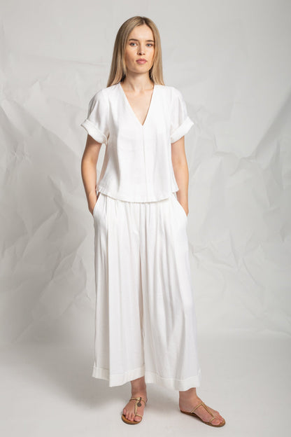 Pants in linen "satin" P349