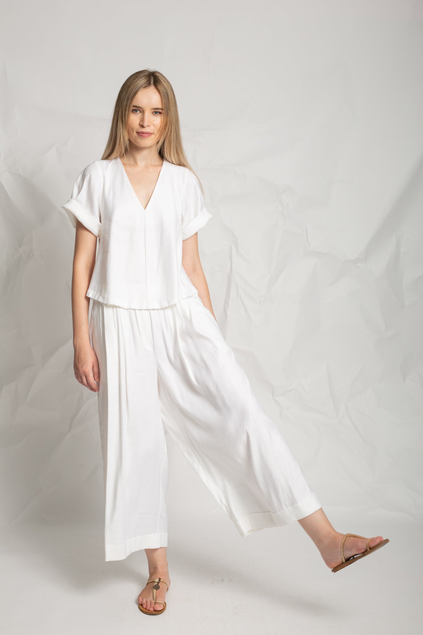 Pants in linen "satin" P349