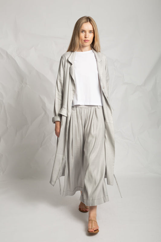 Long jacket in linen "satin" V491