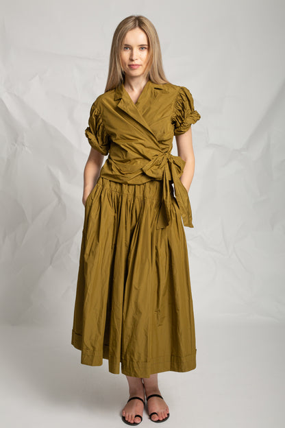 Wrap top in taffeta T808