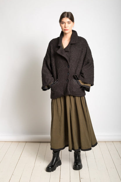 Mid-length jacket V484 in bouclé fabric