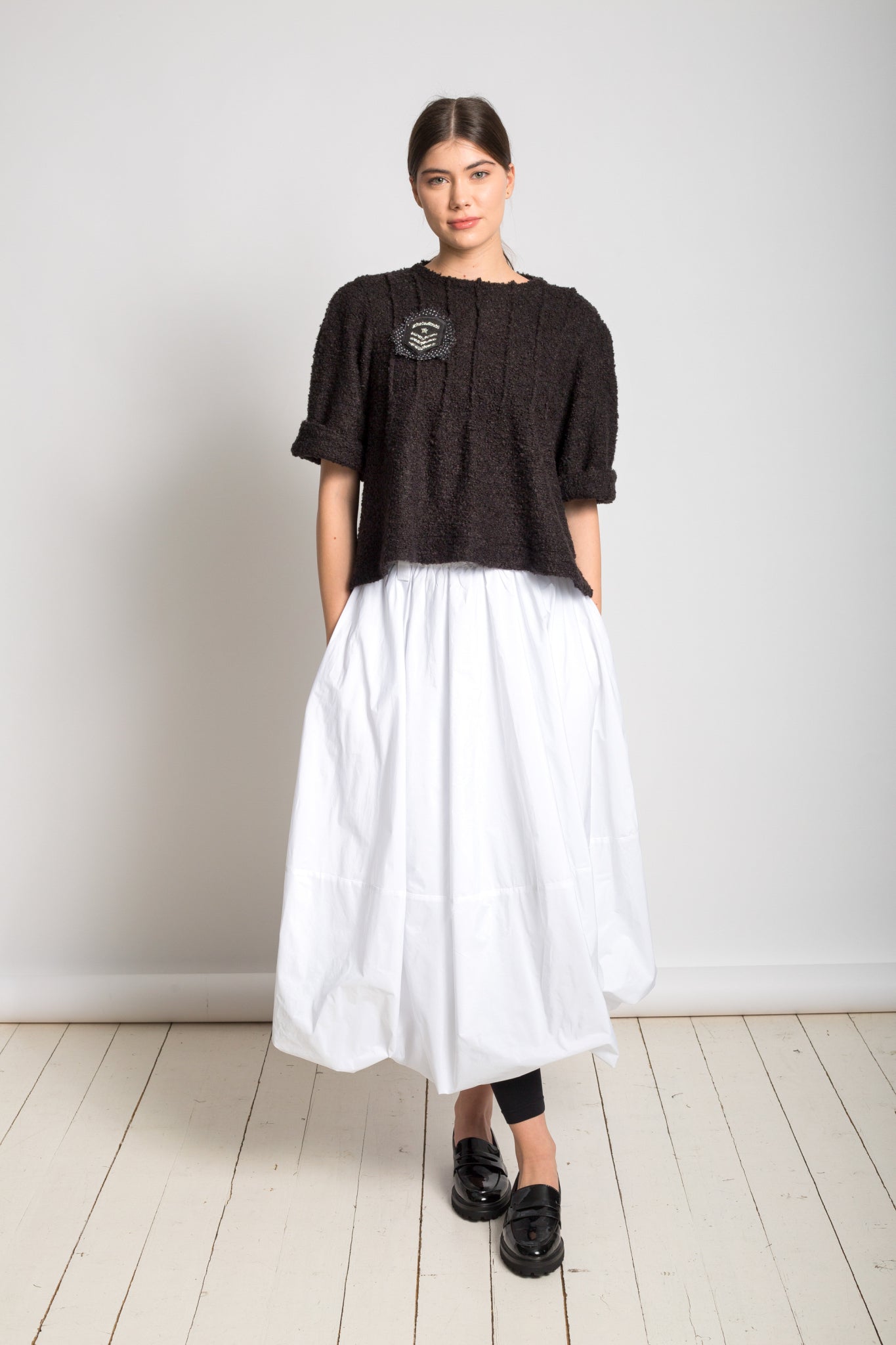 Taffeta midi skirt J566